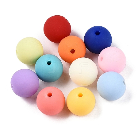 Rubberized Style Imitated Silicone Acrylic Beads MACR-T048-01B-07-1