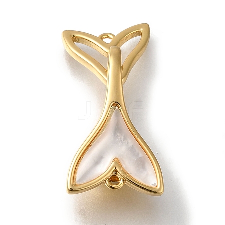 Brass with Shell Fold Over Clasps KK-H480-48G-01-1