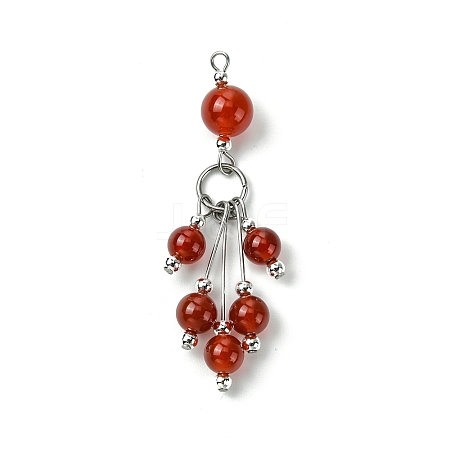 Natural Carnelian(Dyed & Heated) Round Tassel Big Pendants PALLOY-JF03281-03-1