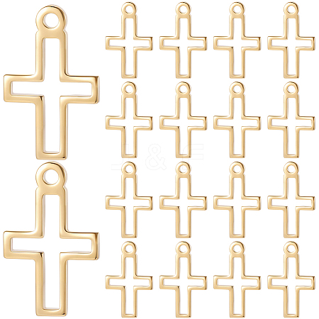 100Pcs Brass Tiny Cross Charms KK-BBC0024-59G-1