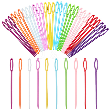 100Pcs Plastic Yarn Knitting Needles SENE-SP0001-01-1