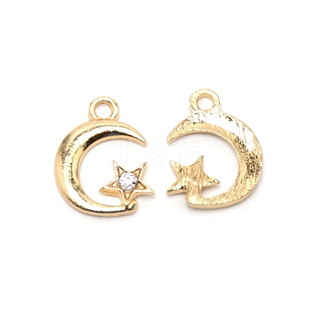 Moon & Star Alloy with Rhinestone Small Handmade Pendant Charms PALLOY-WH0086-95-1