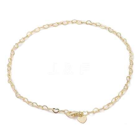 925 Sterling Silver Heart Link Chain Anklets Jewelry for Women AJEW-F162-008G-1