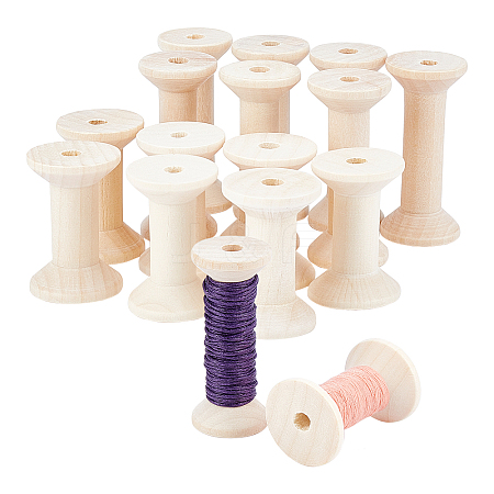   16Pcs 2 Style Wooden Empty Spools for Wire WOOD-PH0002-18-1