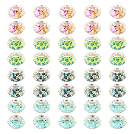 40Pcs 4 Colors Resin European Beads RPDL-TA0001-15-1