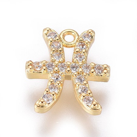 Golden Plated Brass Micro Pave Cubic Zirconia Charms ZIRC-L075-51E-1