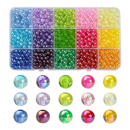 15 Colors Transparent Acrylic Beads DIY-YW0005-36-1