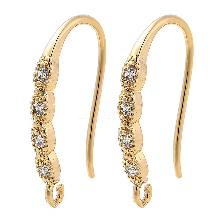 Brass Micro Pave Clear Cubic Zirconia Earring Hooks KK-G516-01G-1