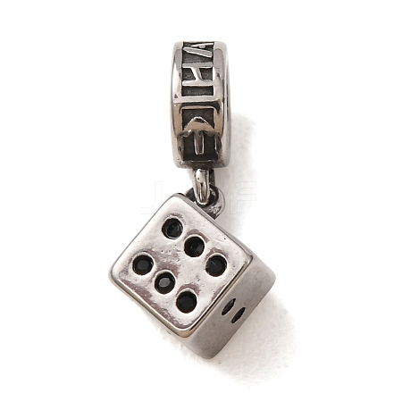 316 Surgical Stainless Steel & Rhinestone European Dangle Charms SA-CBA7555-15AS-02-1