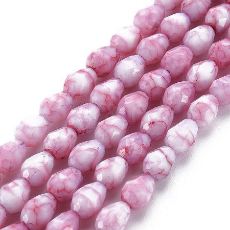 Opaque Baking Painted Glass Beads Strands EGLA-N006-007F-1