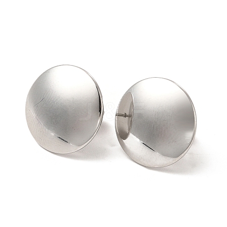 304 Stainless Steel Flat Round Stud Earrings for Women EJEW-I281-31P-1