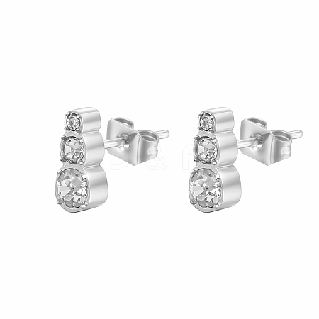 Stainless Steel with Rhinestone Stud Earrings for Women CP9896-2-1