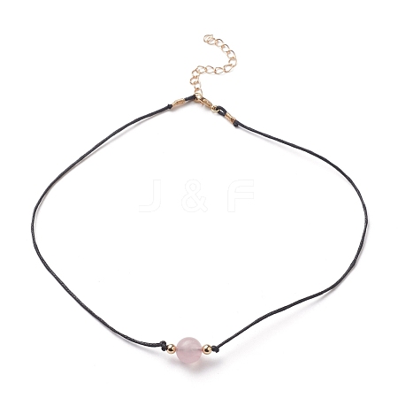 Natural Rose Quartz Beaded Necklaces NJEW-JN03099-03-1