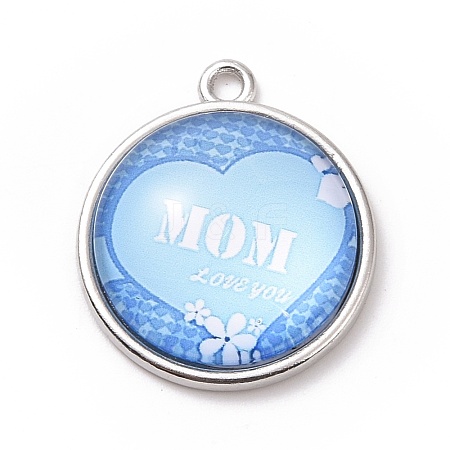 Mother's Day Theme Alloy Glass Pendants FIND-A014-02C-1