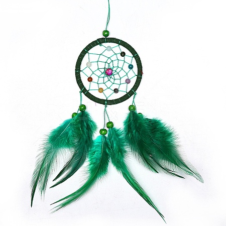 Plastic Woven Net/Web with Feather Pendant Decorations PW23011185746-1