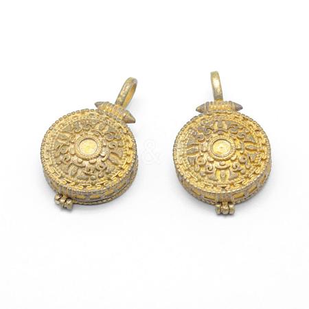 Brass Locket Pendants KK-F722-06C-RS-1