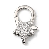 Brass Clear Cubic Zirconia Lobster Claw Clasps KK-Z078-49A-P-1