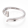 Rhodium Plated 925 Sterling Silver Micro Pave Cubic Zirconia Open Cuff Ring Settings STER-T007-127P-2