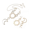 Sun & Moon Alloy Pendant Necklace & Asymmetrical Hoop Earring Sets FS-WG43B09-01-1