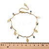 Bohemian Brass & Resin Light Blue Evil Eye & Hamda Hand Tassel Anklets AJEW-Z046-01G-3