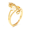 Clear Cubic Zirconia Initial Letter with Crown Adjustable Ring RJEW-M139-17Y-1