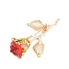 Electroplate Rose Flower Shape Alloy & Imitation Pearl Lapel Pins for Backpack Clothes JEWB-B037-01C-3
