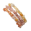 3Pcs Natural Red Aventurine & Natural Sunstone & Natural Topaz Jade Chip Beaded Stretch Bracelet Sets BJEW-JB10867-3