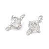 Brass Clear Cubic Zirconia Connector Charms KK-Z094-10P-2