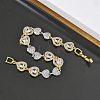 Heart Micro Pave Clear Cubic Zirconia Link Chain Bracelets for Women BJEW-C156-08B-GP-3