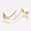 Brass Cubic Zirconia Ear Studs EJEW-P102-05-2