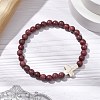 Natural Wood Beads Stretch Bracelets for Women BJEW-JB11338-04-1
