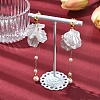 Acrylic Pearl Petal & Shell Pearl Bead Stud Dangle Earrings EJEW-YW00005-4