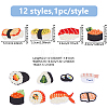 12Pcs 12 Styles Sushi Polyester Embroider Thread Iron on/Sew On Patches DIY-DC0003-87-2