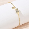 Brass Micro Pave Clear Cubic Zirconia Column Charm Bracelets KK-CBA6980-26G-3