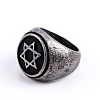Star of David Pattern 304 Stainless Steel Finger Rings for Men FS-WGD55C6-32-1