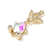Brass Micro Pave Clear Cubic Zirconia Fish Links Connector Charms KK-K375-26G-22-2