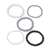 5Pcs 5 Styles Faceted Round Glass Beaded Stretch Bracelet Sets BJEW-JB10423-03-4