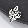 Non-Tarnish 304 Stainless Steel Witch Knot Open Cuff Rings for Women AJEW-U005-01P-3