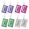 FIBLOOM 4 Pairs 4 Colors Acrylic Audio Tape Shape Dangle Earrings with 304 Stainless Steel Pins for Women EJEW-FI0003-26-1