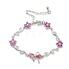 Brass Micro Pave Cubic Zirconia Link Chain Bracelets for Women BJEW-C156-04E-03P-4