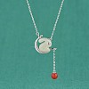 Natural Hetian White Jade Bunny with Lantern Tassel Pendant Necklace JN1081A-5