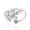 Leaf Shape Brass Shell Cuff Ring Settings KK-T076-63P-2