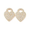 Heart Brass Micro Pave Clear Cubic Zirconia Pendants KK-G435-29G-2
