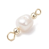 Natural Freshwater Pearl with Synthetic Non-magnetic Hematite Potato Connector Charms PALLOY-JF04713-5