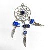 Antique Silver Plated Alloy Big Pendants with Natural Lapis Lazuli Chips PALLOY-CJ00023-01-1