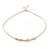 304 Stainless Steel Twist Bar Pendant Necklaces with Snake Chains NJEW-H601-01G-1