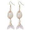 7 Pairs Natural Cowrie Shell Glass Dangle Earrings EJEW-JE06385-3