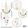 Chakra Natural & Synthetic Gemstone Chips & Brass Ring Hanging Suncatchers HJEW-BM00074-2