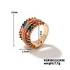 Cute Colorful Sparkling Checkered Triple Layered Brass Rhinestone Ring BC3658-3-1