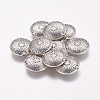 Tibetan Style Alloy Flat Round Carved Wheel Beads TIBEB-5720-AS-LF-1